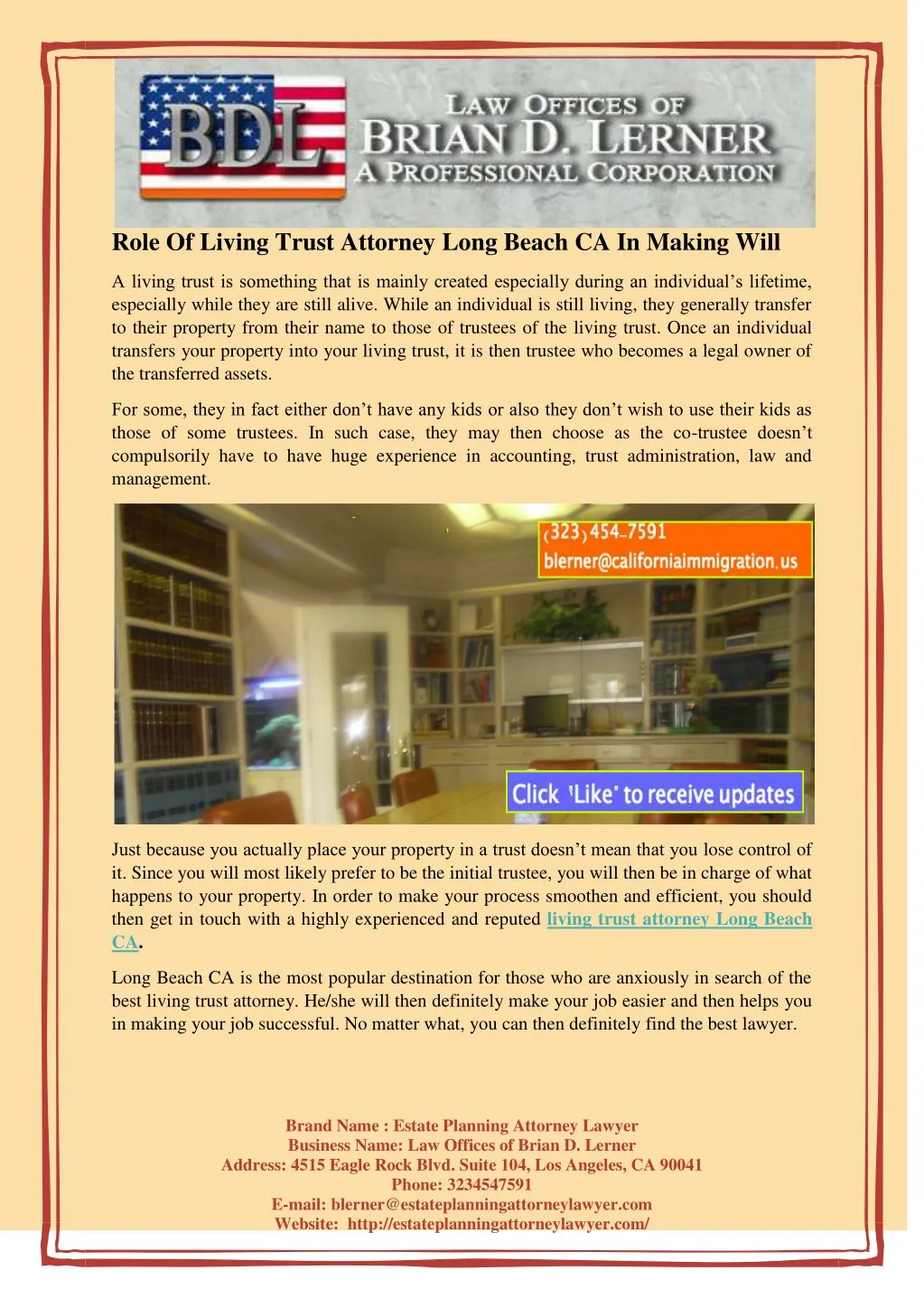 role of living trust attorney long beach