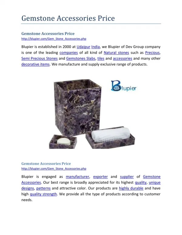 gemstone accessories price