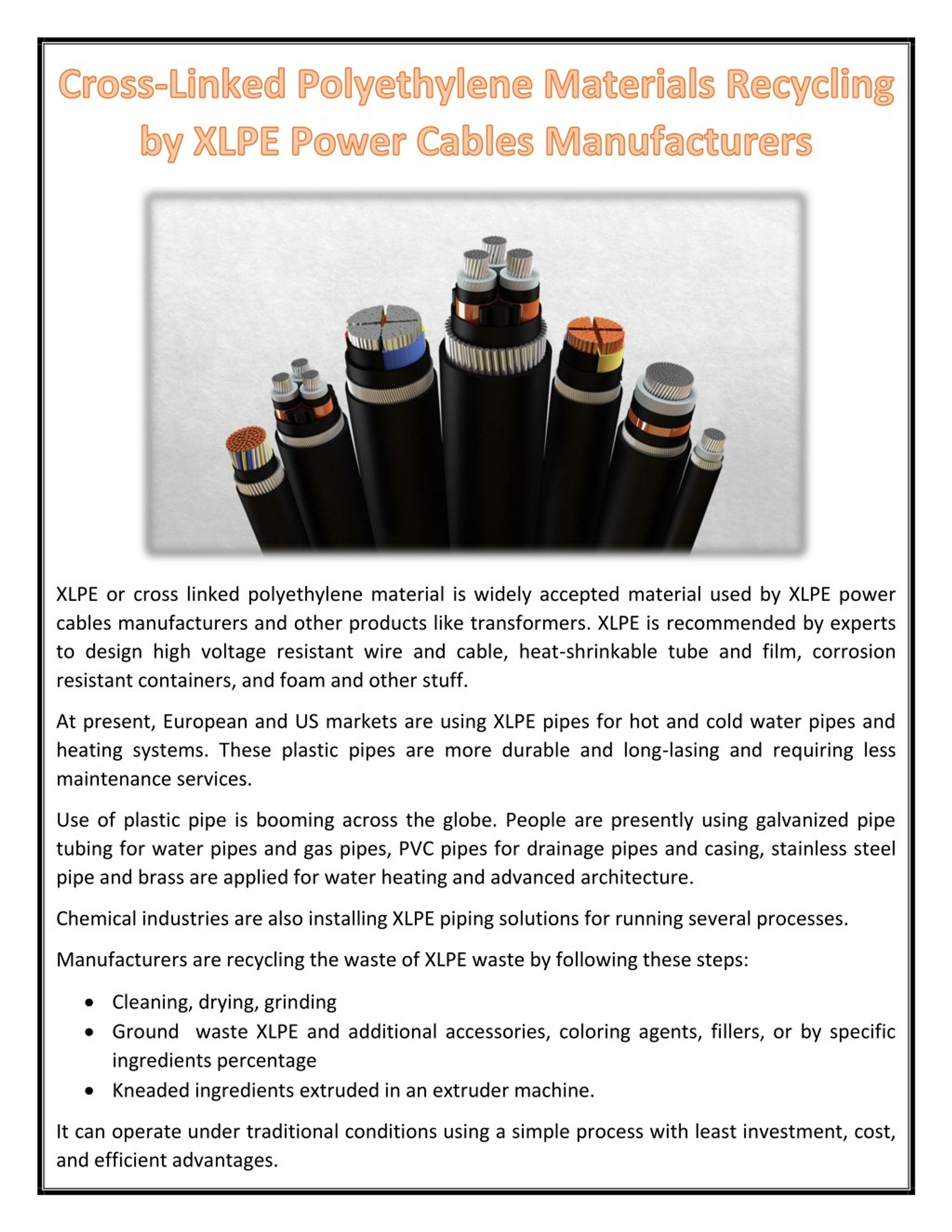 PPT - Cross-Linked Polyethylene Materials Recycling by XLPE Power ...