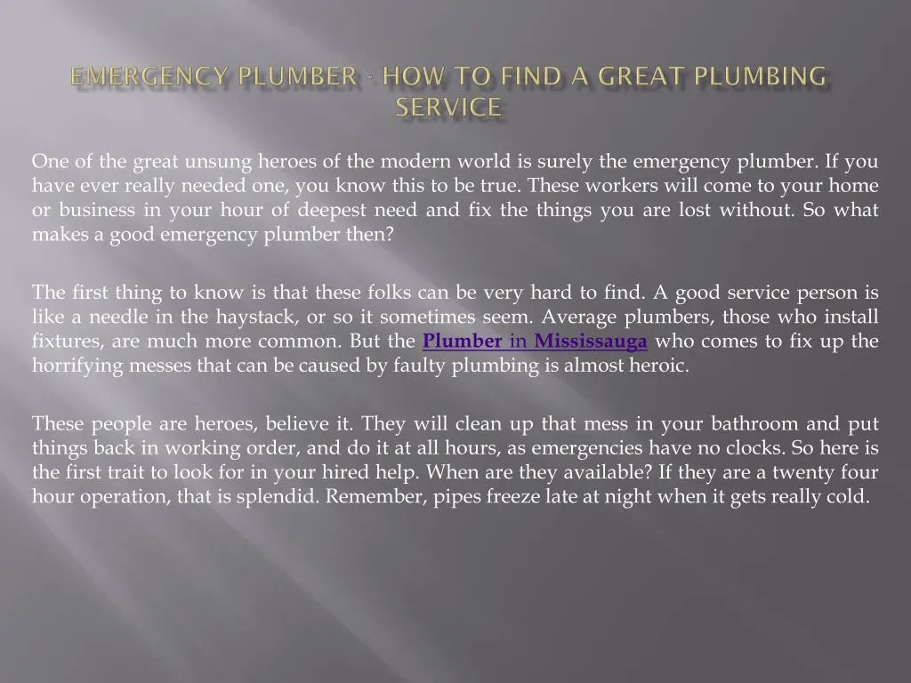 emergency plumber how to find a great plumbing service