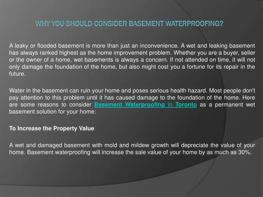 why you should consider basement waterproofing
