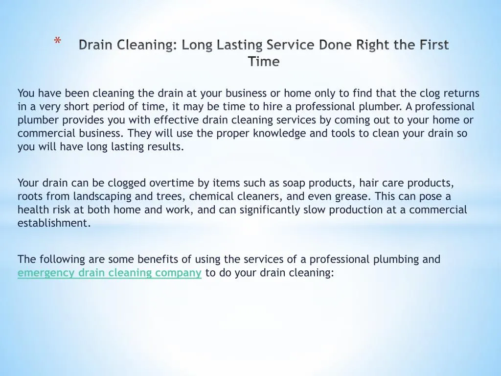 drain cleaning long lasting service done right the first time