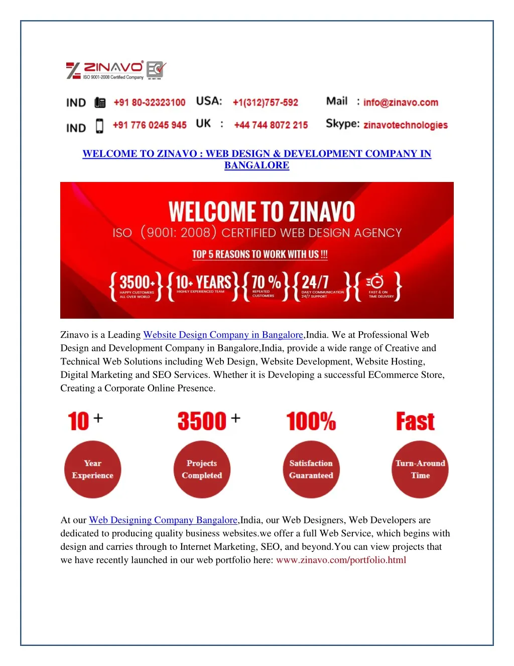 welcome to zinavo web design development company
