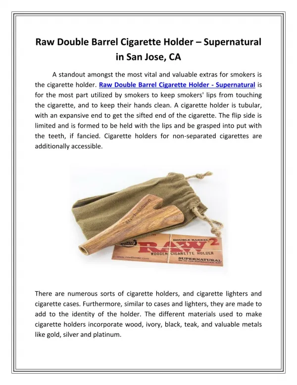 Raw Double Barrel Cigarette Holder – Supernatural in San Jose, CA