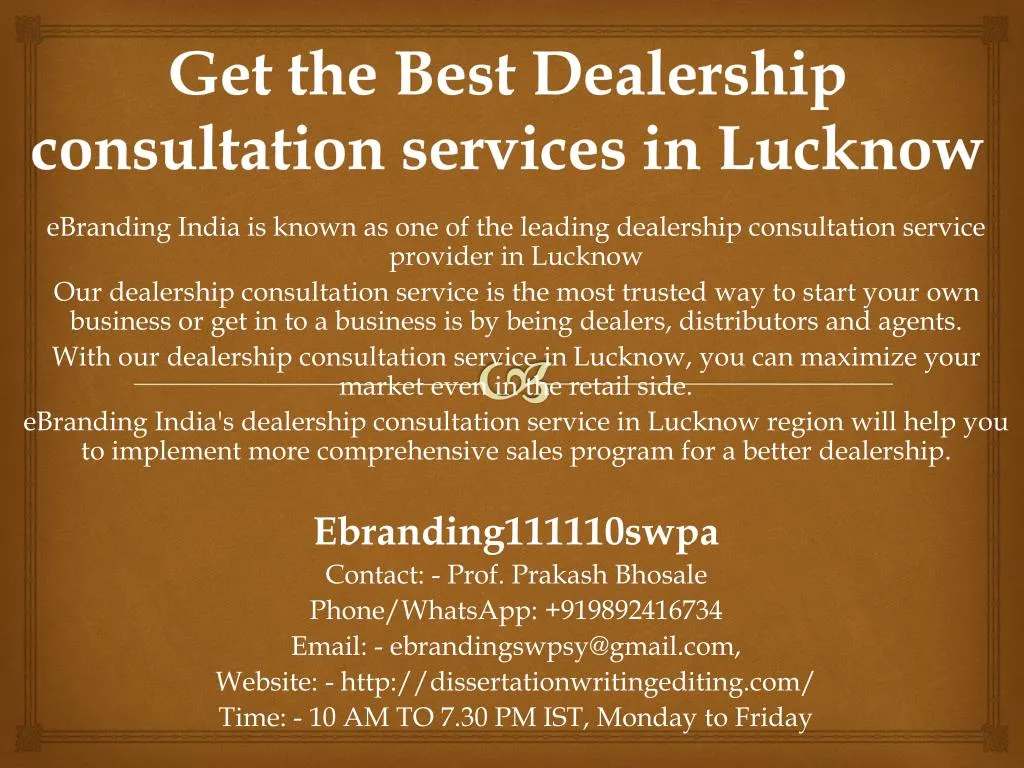 get the best dealership consultation services in lucknow