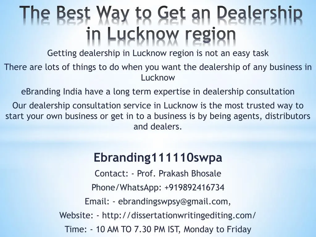 the best way to get an dealership in lucknow region