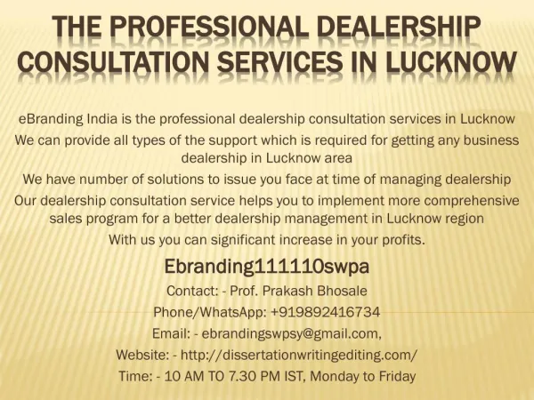 The Professional Dealership Consultation Services in Lucknow