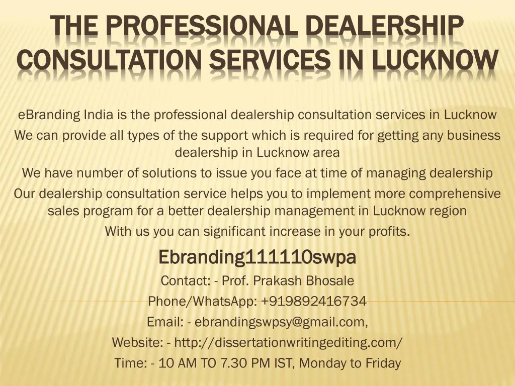 the professional dealership consultation services in lucknow
