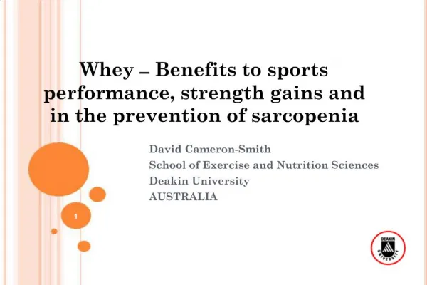 Whey Benefits to sports performance, strength gains and in the prevention of sarcopenia