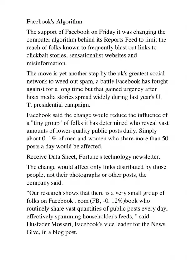 facebook s algorithm