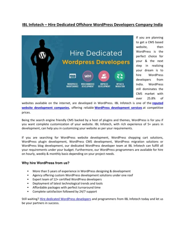 IBL Infotech – Leading WordPress Development Services