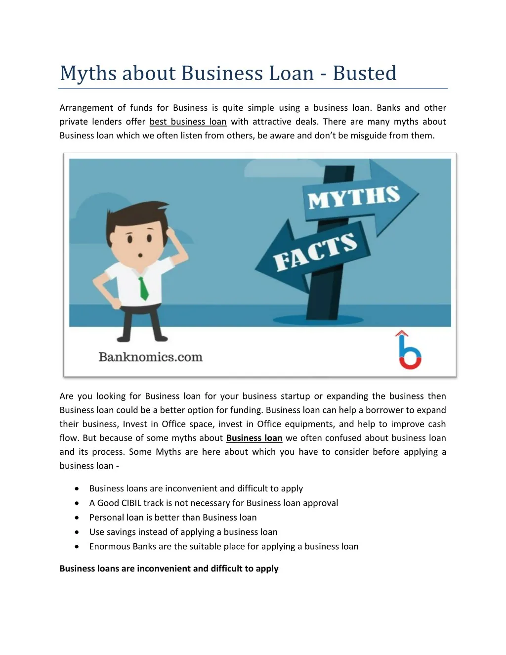 myths about business loan busted