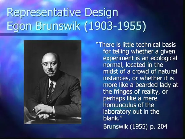 Representative Design Egon Brunswik 1903-1955