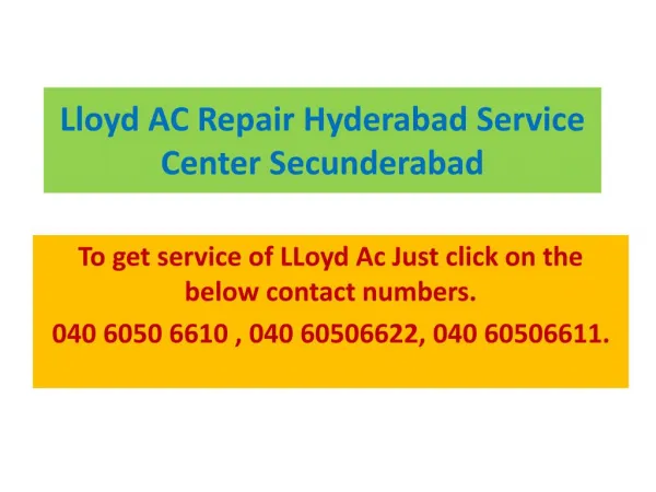 LLoyd AC Repair Hyderabad Service Center Secunderabad