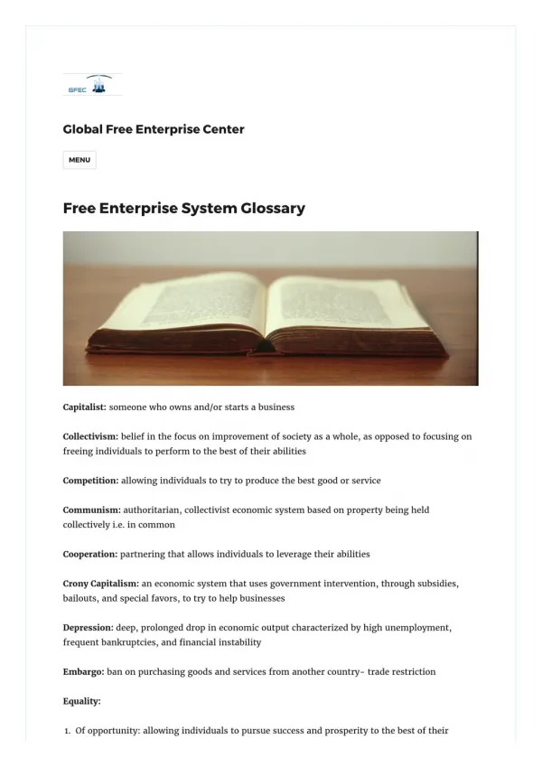 Free Enterprise System Glossary