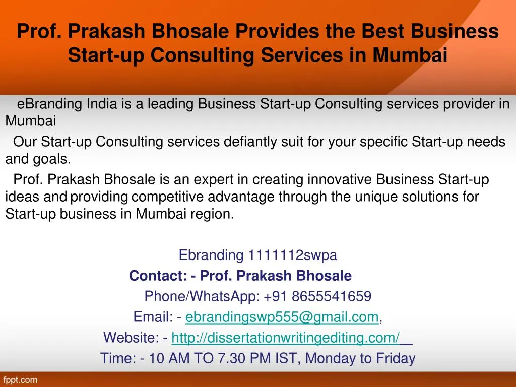 prof prakash bhosale provides the best business start up consulting services in mumbai