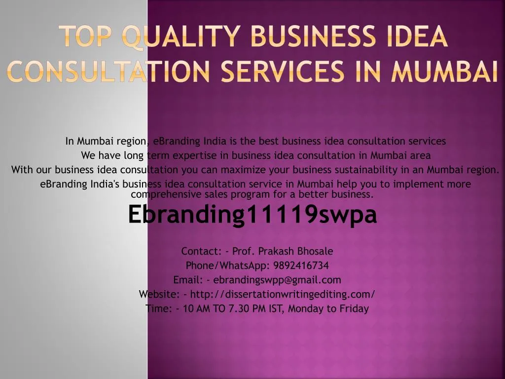 top quality business idea consultation services in mumbai