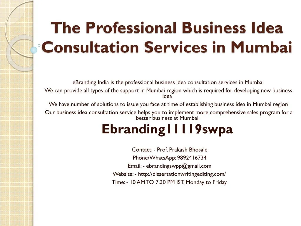 the professional business idea consultation services in mumbai