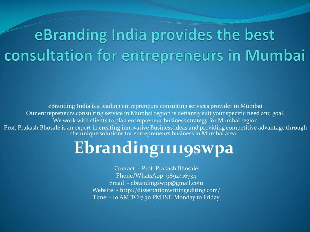 ebranding india provides the best consultation for entrepreneurs in mumbai