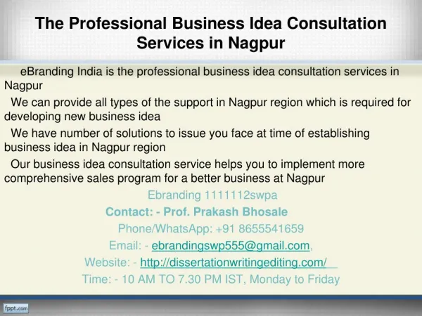 The Professional Business Idea Consultation Services in Nagpur