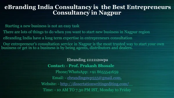 Consultancy is the Best Entrepreneurs Consultancy in Nagpur