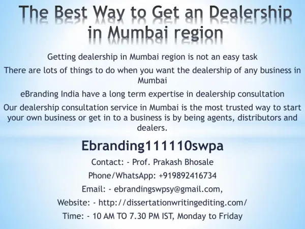 the best way to get an dealership in mumbai region