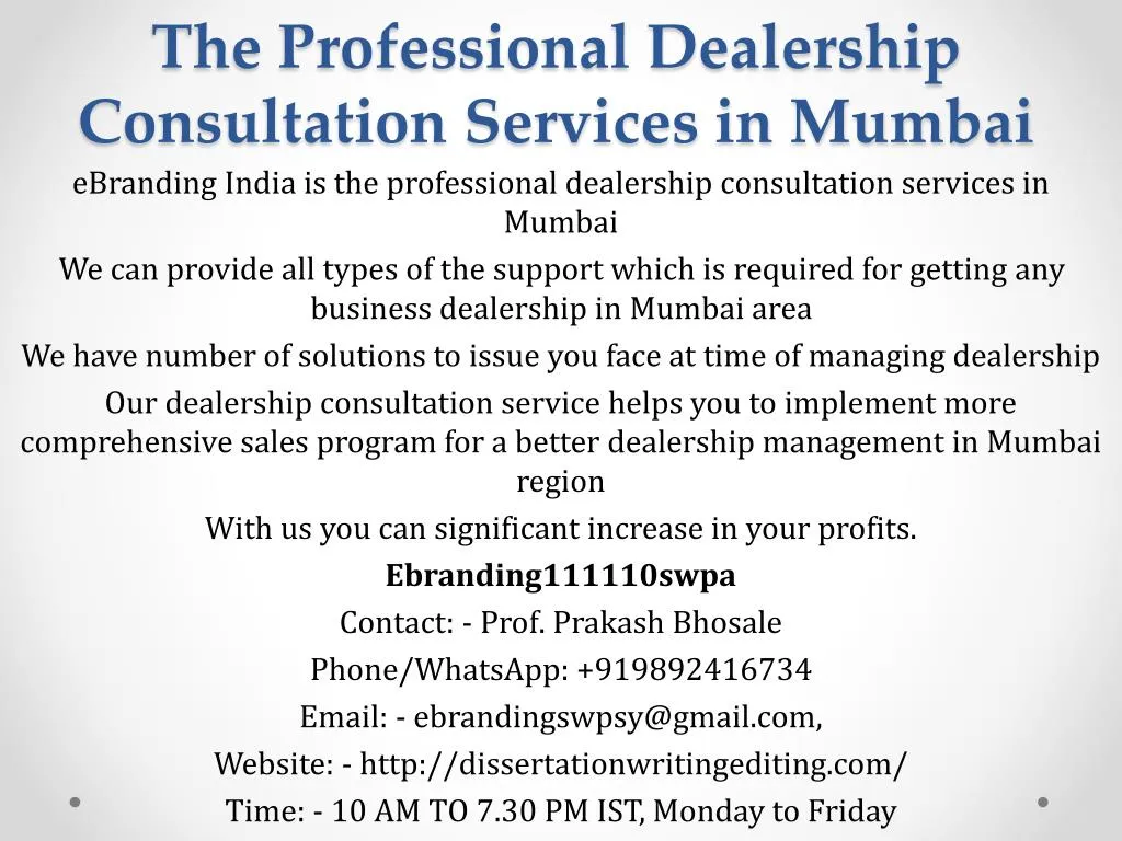 the professional dealership consultation services in mumbai