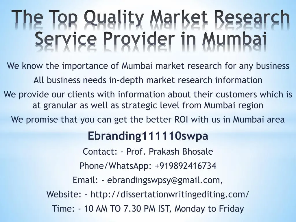 the top quality market research service provider in mumbai