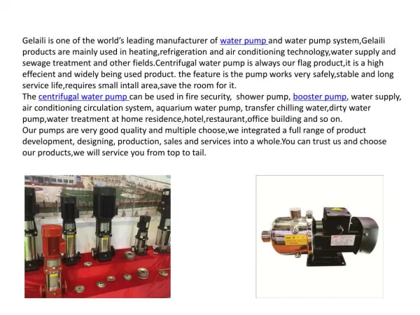 Gelaili water pump industry co.,ltd-- a professional pump supplier