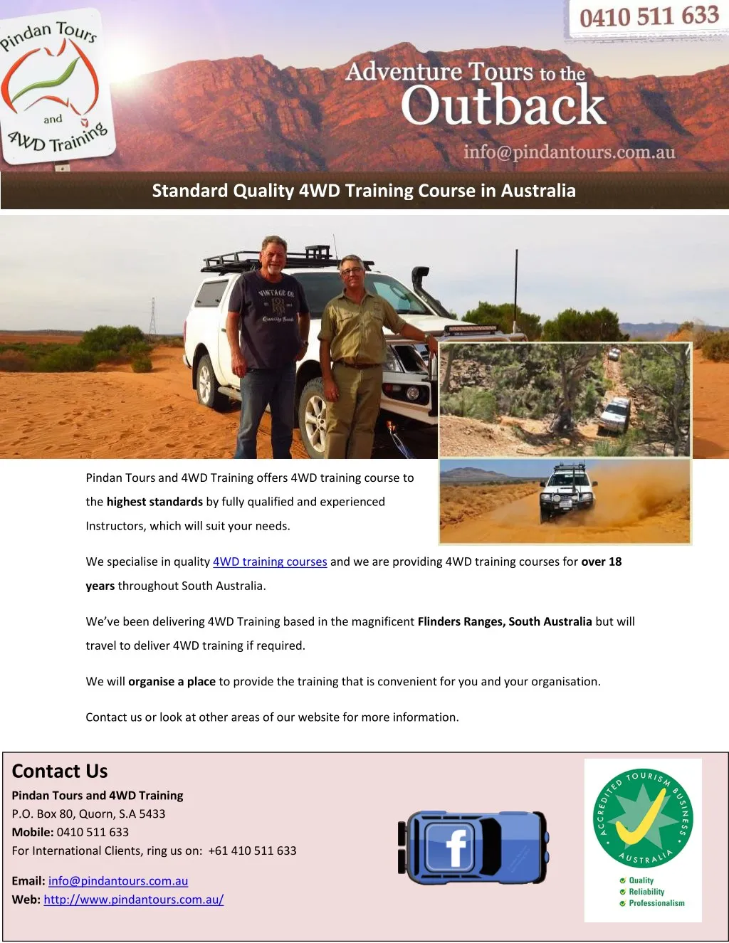 standard quality 4wd training course in australia