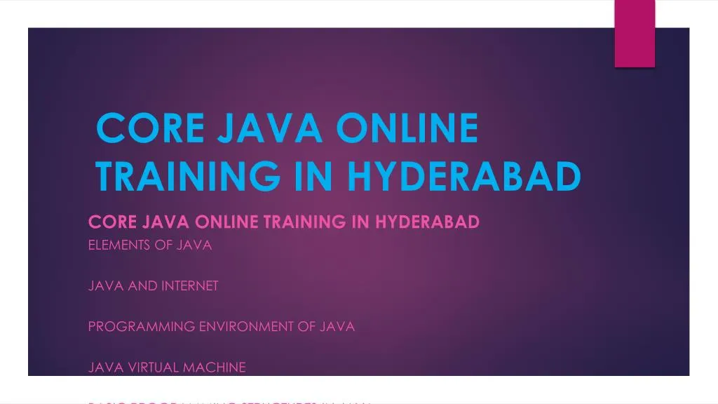 core java online training in hyderabad