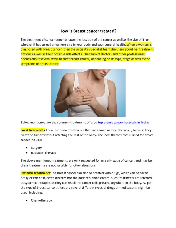 How is Breast cancer treated?