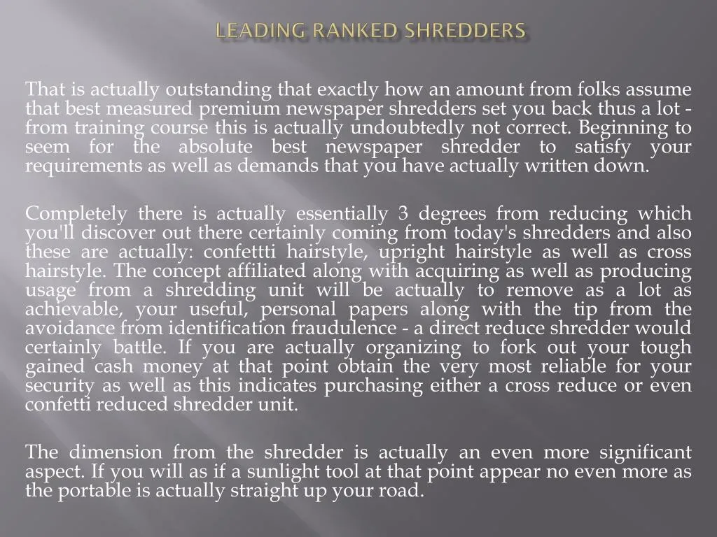 leading ranked shredders