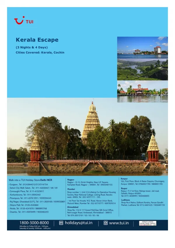 Kerala Escape, 3 Nights and 4 Days Package starts @ ? 14,299