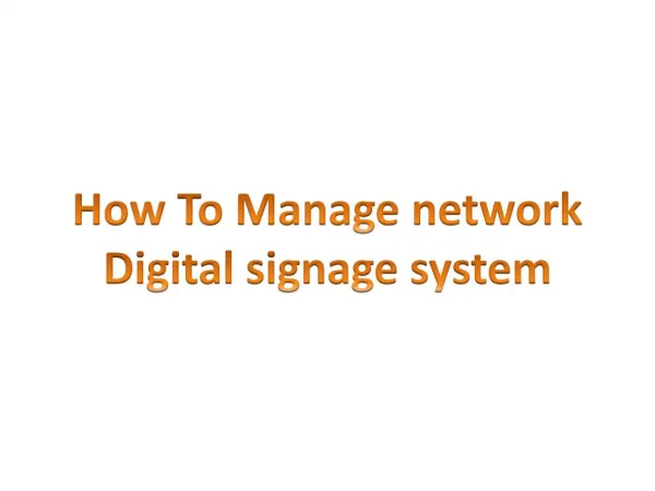 Network Digital signage