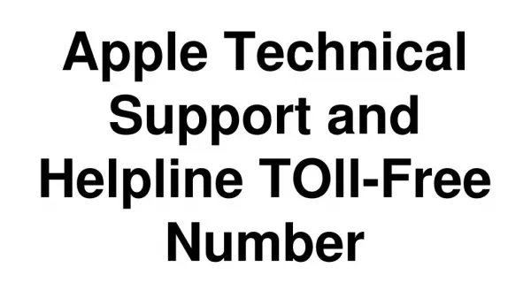 Apple Technical Support and Helpline Toll-Free Number