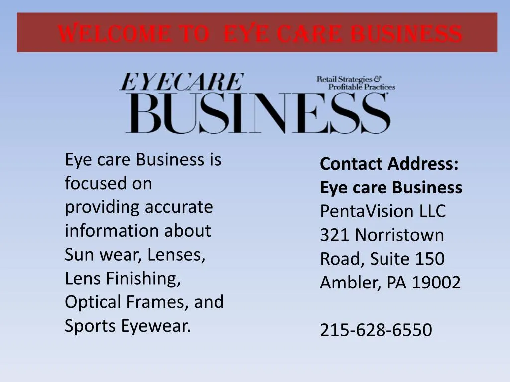 welcome to eye care business