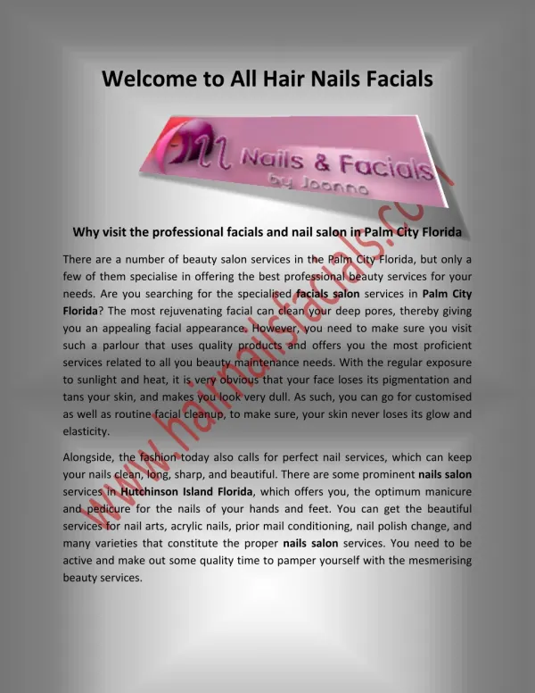 welcome to all hair nails facials