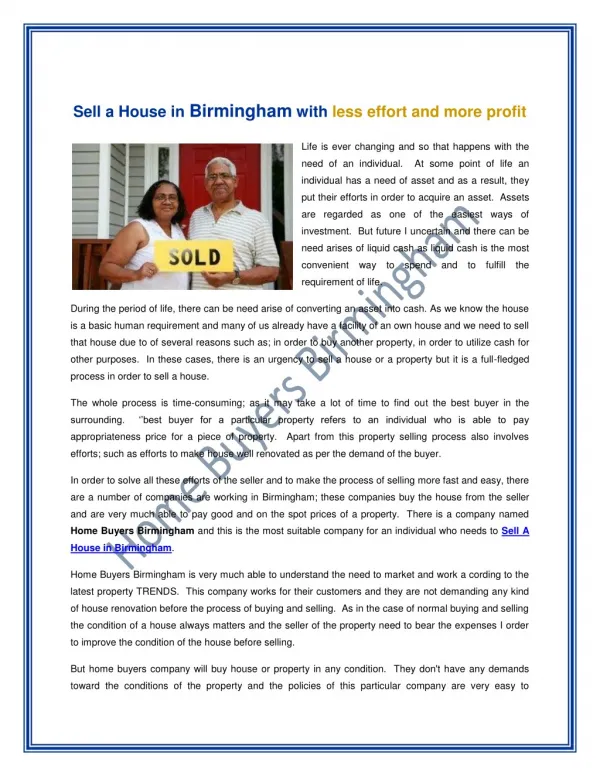 Sell a House in Birmingham