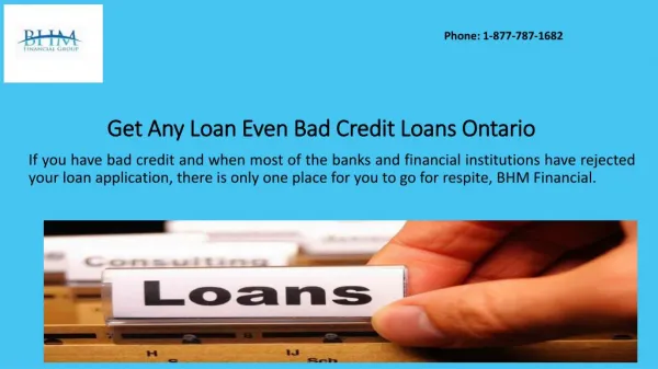 Get Any Loan Even Bad Credit Loans Ontario