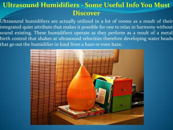 Ultrasound Humidifiers - Some Useful Info You Must Discover