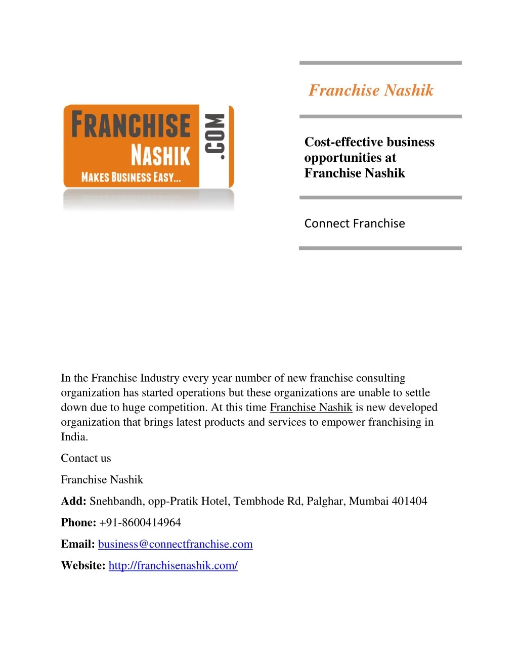 franchise nashik