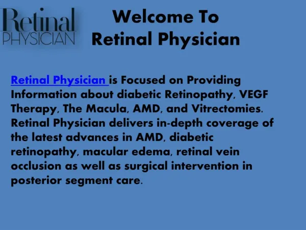 Welcome To Retinal Physician