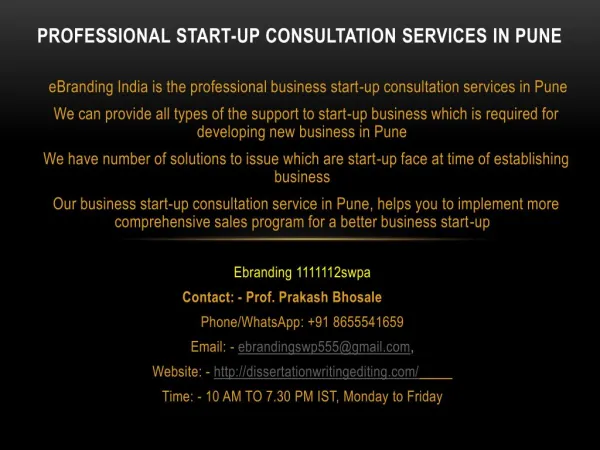 Professional Start-up Consultation Services in Pune
