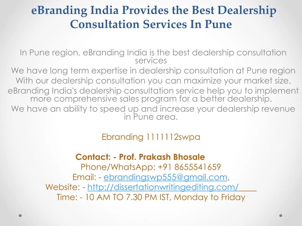 ebranding india provides the best dealership consultation services in pune