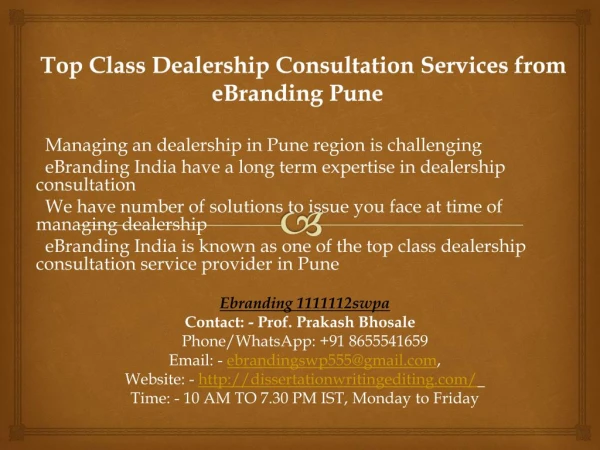 Top Class Dealership Consultation Services from eBranding Pune