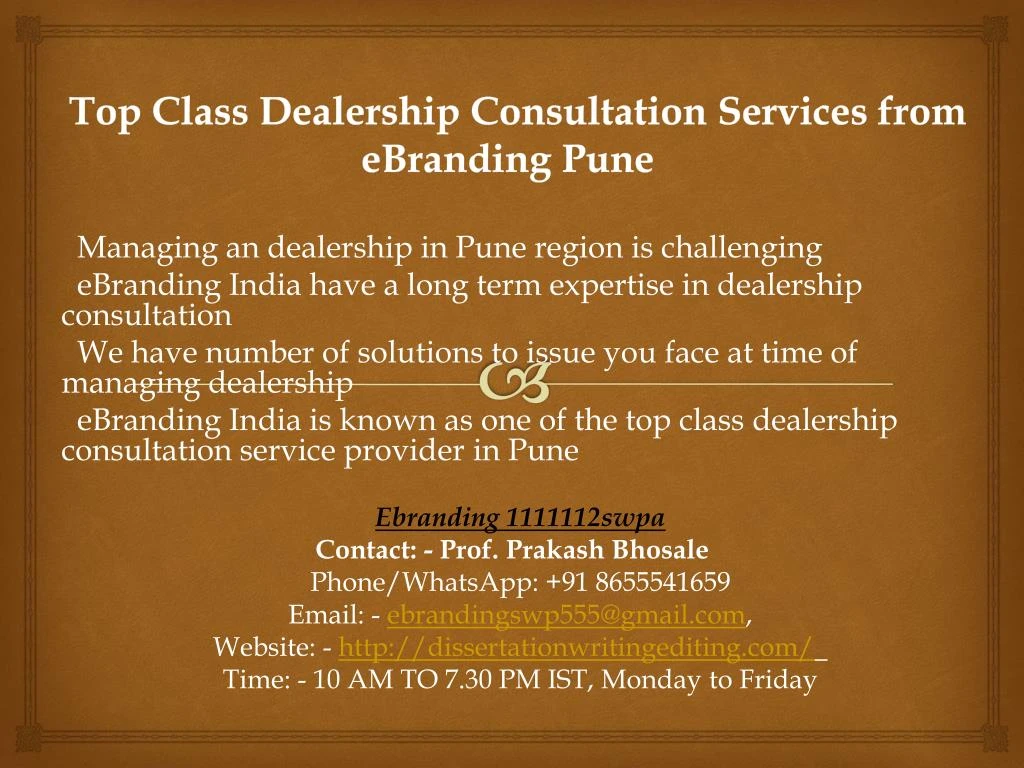 top class dealership consultation services from ebranding pune