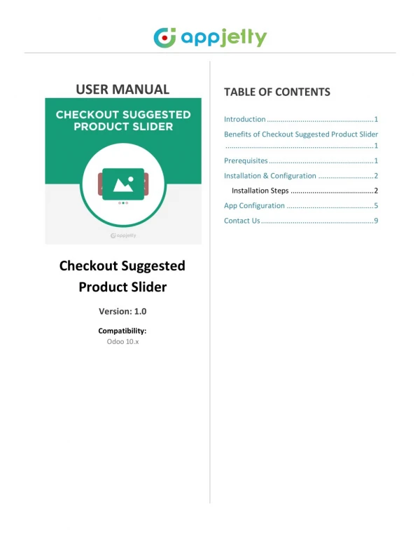 Odoo Checkout Suggested Product Slider App: User Manual