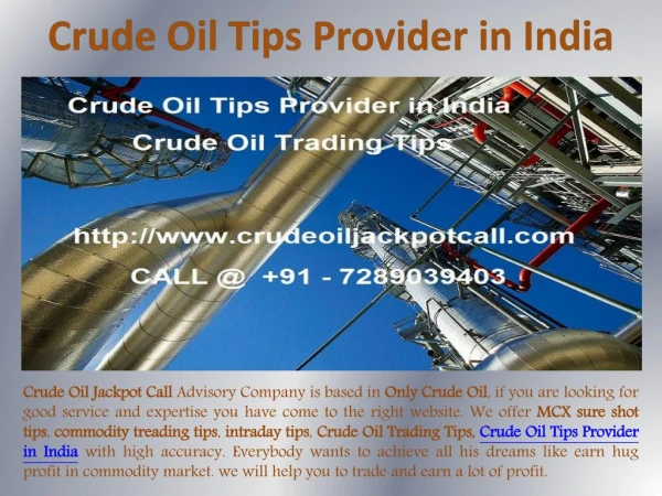 Crude Oil Tips Provider in India, Crude Oil Trading Tips