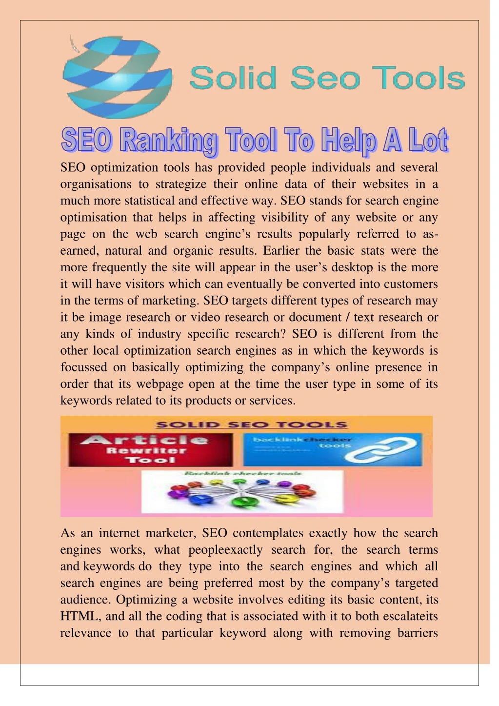 seo optimization tools has provided people